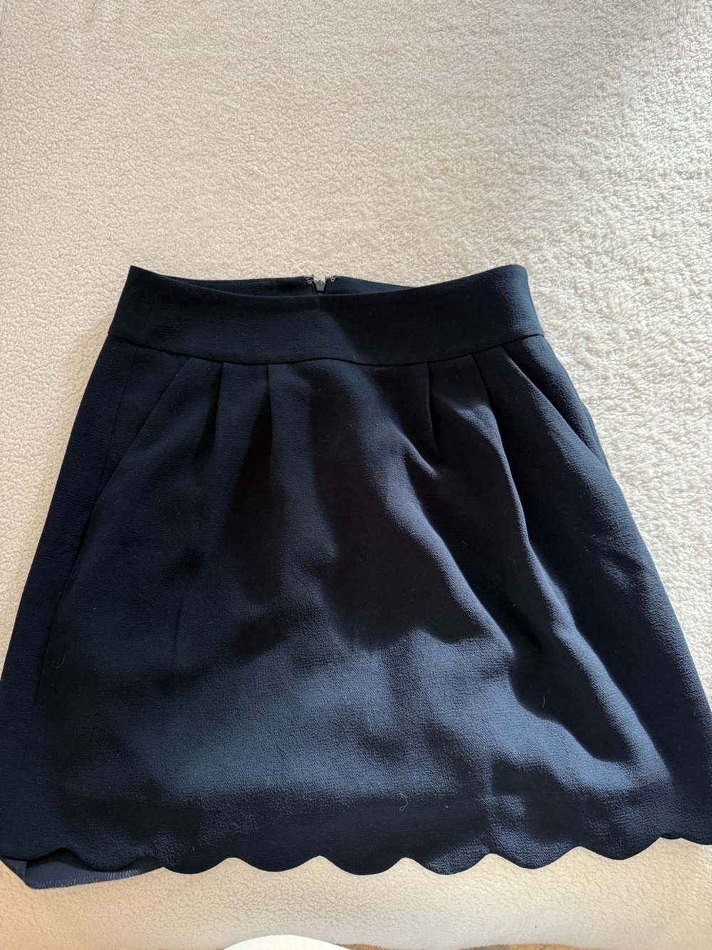 LOFT Navy Scalloped A-Line Skirt